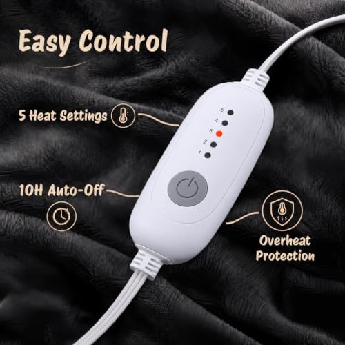 Eydna Electric Heated Blanket Full Size 72"x84",Fast Heating Throw,...