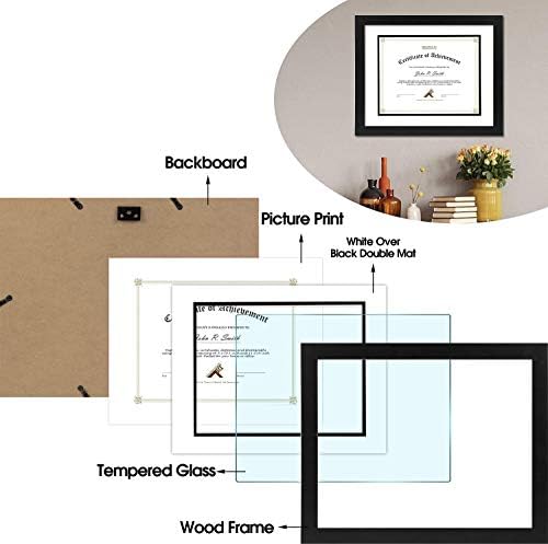 Golden State Art 11x14 Diploma Frame for 8.5x11 Document,Solid Wood/Glass | F...