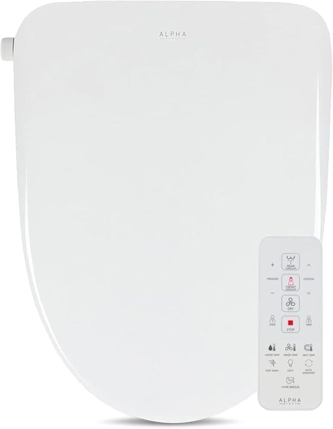 ALPHA BIDET UX Pearl Bidet Toilet Seat in Round White | Ultra Low Profile |