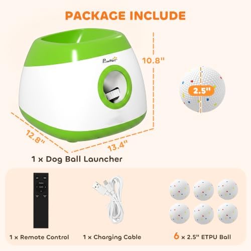 PawHut Automatic Dog Ball Launcher Remote Control for Large Breeds Green