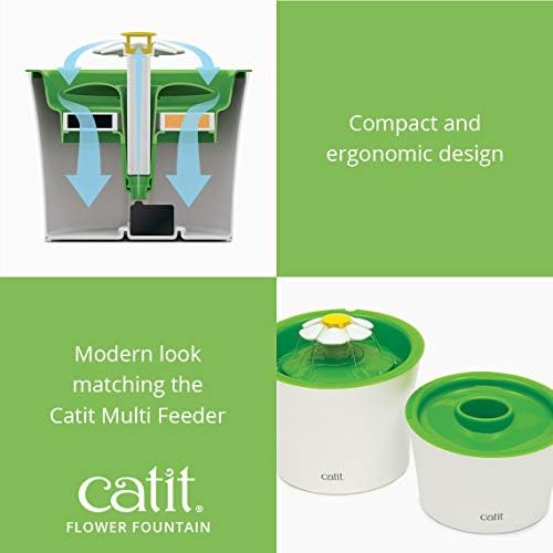 Catit LED Flower Cat Water Fountain with Triple Action Filter - 3 L - Green