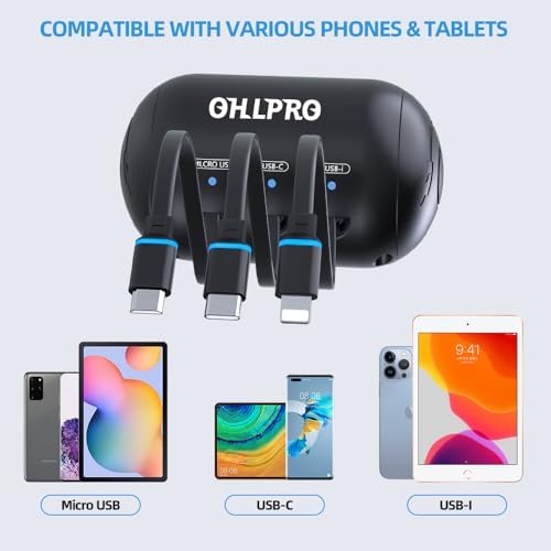 OHLPRO Multi Car Retractable Backseat 3 in 1 Car Charging Station, 2 Pack