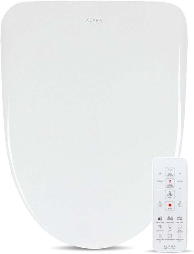 ALPHA BIDET UXA Pearl Auto Bidet Toilet Seat in Elongated White | Endless Warm