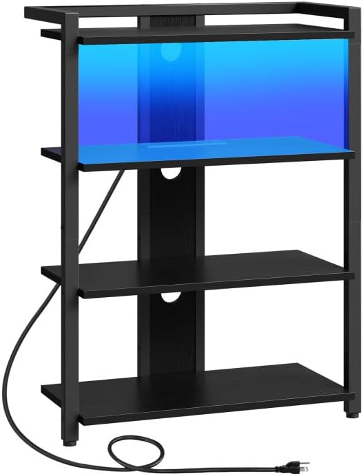 HOOBRO 4-Tier AV Media Stand, Media Console with Charging Station