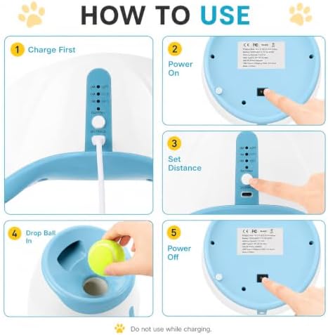 Automatic Dog Ball Launcher with 3 Adjustable shoot distance, Rechargeable