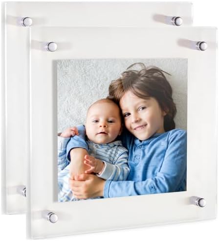 ArtToFrames 14x14 Inch Double Panel Floating Acrylic Picture Frame comes (2 P...