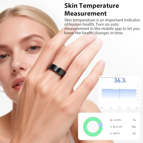 COLMI Smart Ring for Women, AI Health Tracker & 5ATM, R02. (Black, 11#)