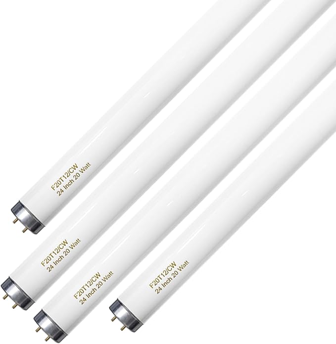 24 Inch T12 Fluorescent Tube Light Bulb 20 Watt Cool White, F20T12/CW 4100K (...