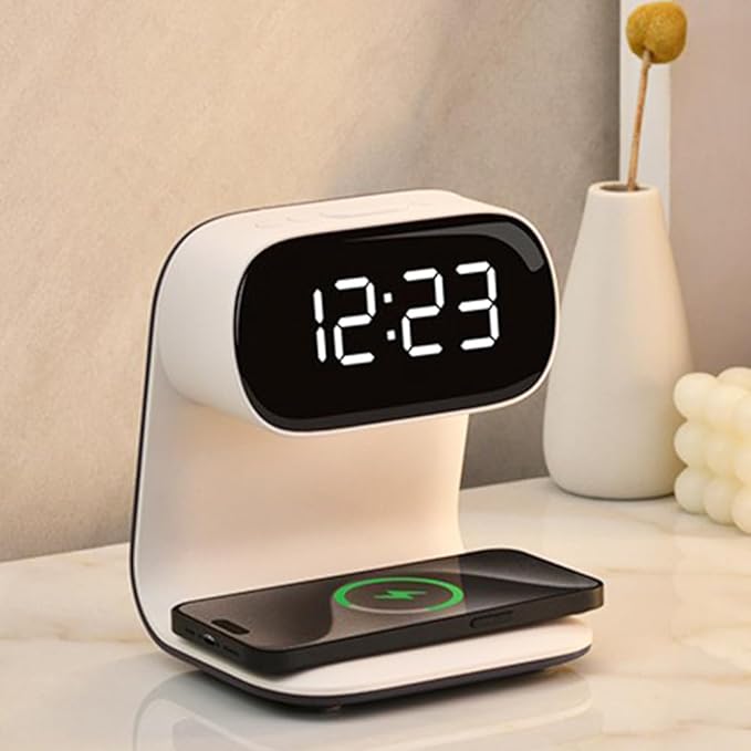 3in1 Multi-Functional Wireless Charging Alarm Clock Smart Night Light Qi