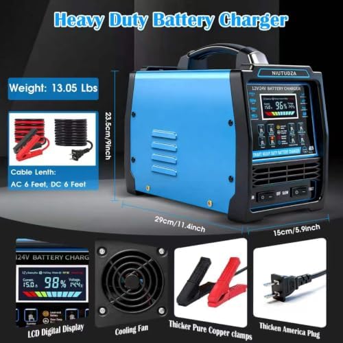 12V 24V Car Battery Charger Heavy Duty 0-15A Automatic Battery Maintainer