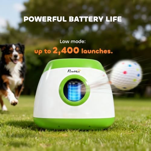 PawHut Automatic Dog Ball Launcher Remote Control for Large Breeds Green