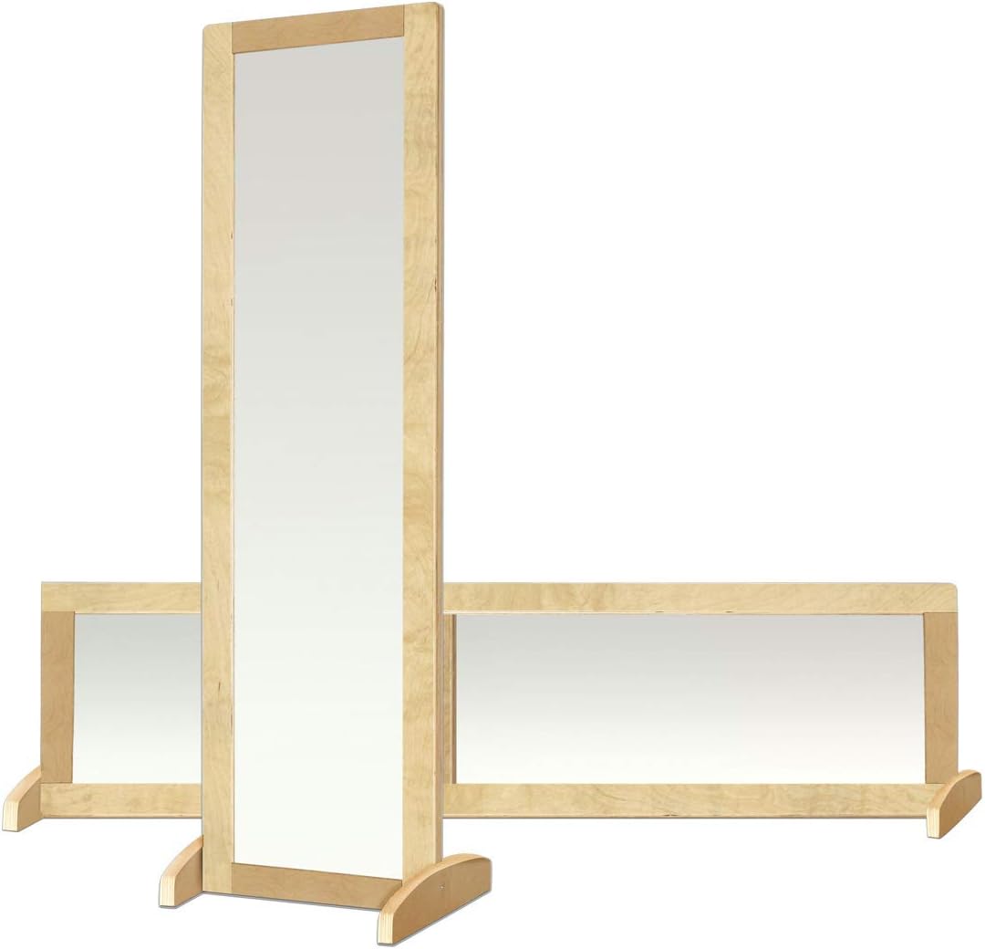 ECR4Kids Double-Sided Wooden Bi-Directional Mirror, Montessori, Natural | Dur...