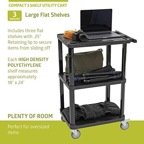 Pearington 3-Tier Compact Multi-Purpose Plastic Utility Cart with Lockable Wh...
