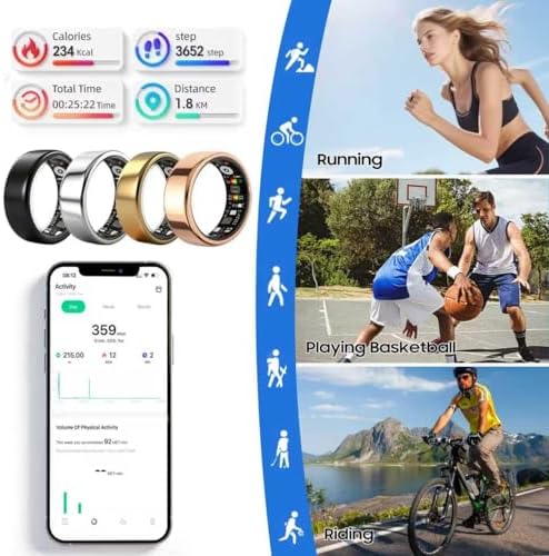 Smart Ring Health Tracker for Women Men, Fitness Ring Gen3 Rosegold,10