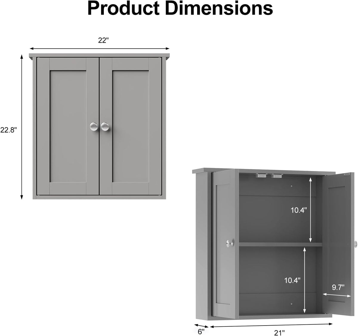 Bathroom Wall Cabinet,22x23 Gray Bathroom Cabinet Wall Mounted
