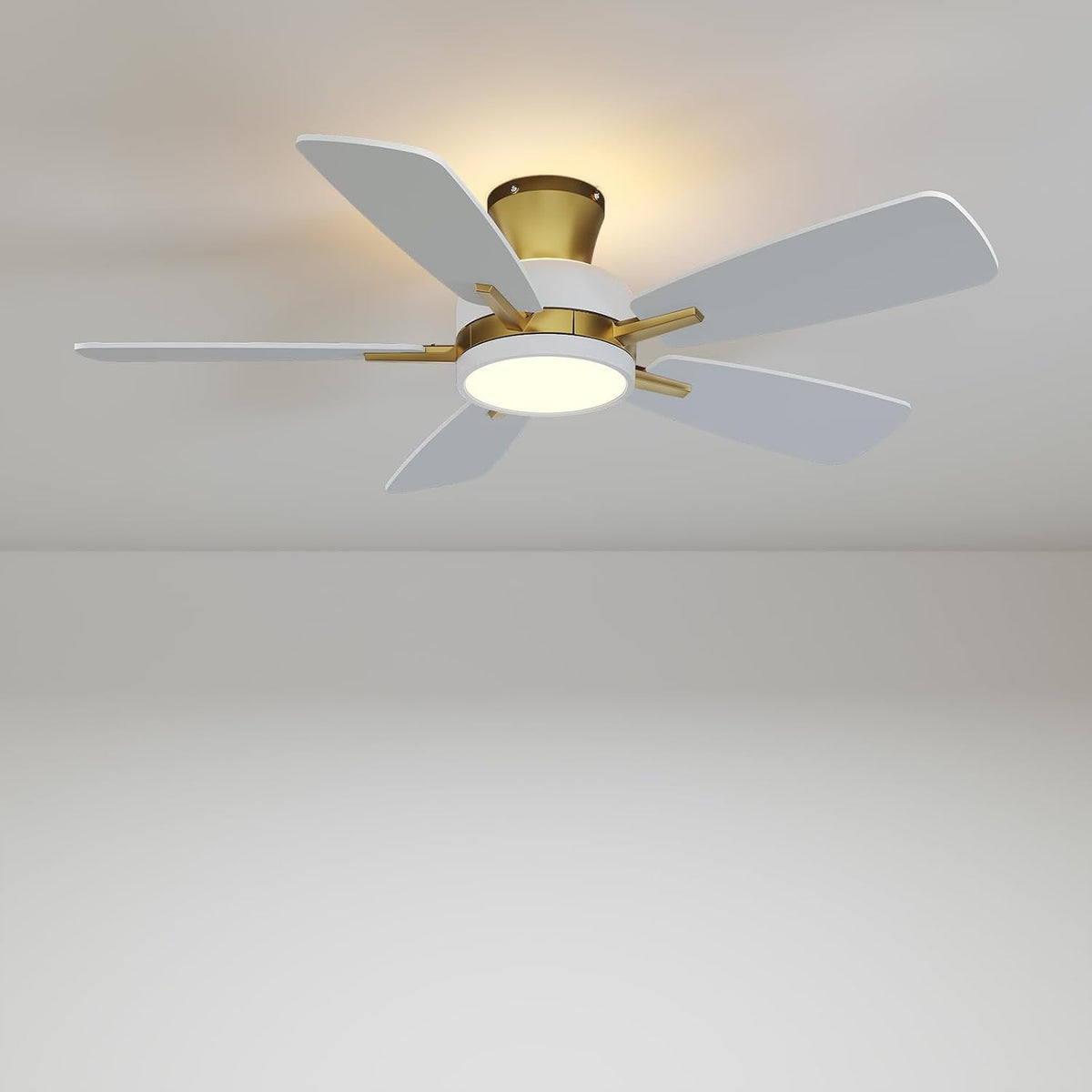 TALOYA 46 inch Ceiling Fans with Lights and Remote, Night Light, White Gold