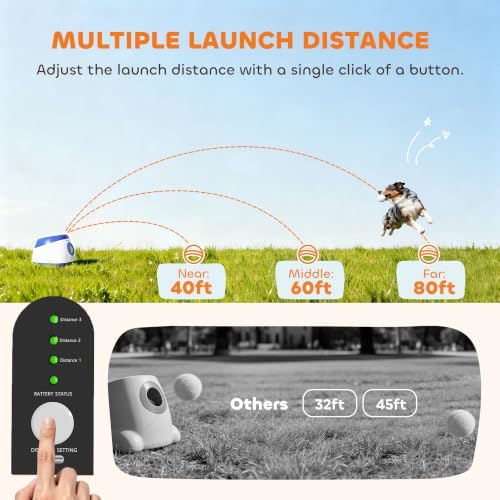PawHut Automatic Dog Ball Launcher Remote Control for Large Breeds Blue