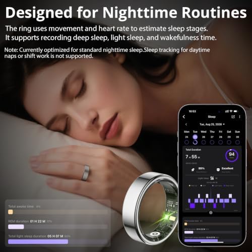 COLMI Smart Ring for Women, AI Health Tracker & 5ATM, R02. (Silver, 10#)
