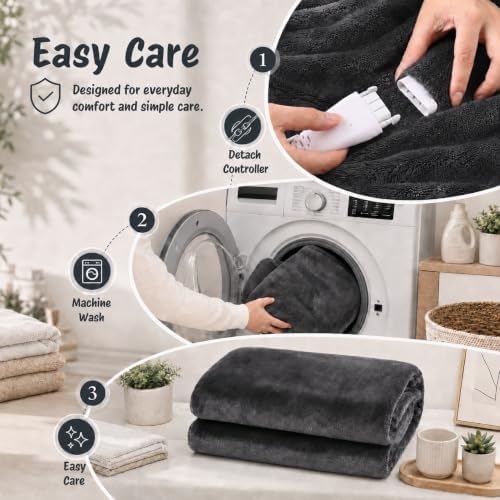 Eydna Electric Heated Blanket Full Size 72"x84",Fast Heating Throw,...