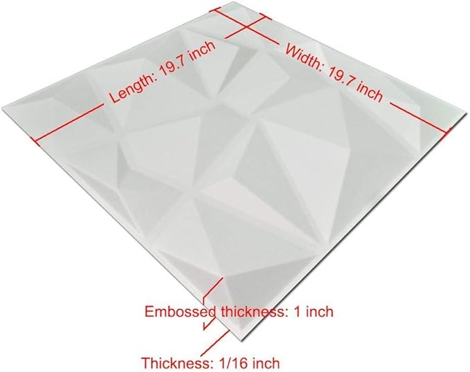 Art3d 12 Pack 3D Diamond Design Wall panels 19.7"x19.7" PVC Panel
