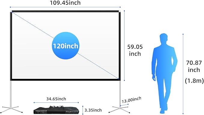 Projector Screen Outdoor Portable Movie: 120 inch Foldable Projection Screen