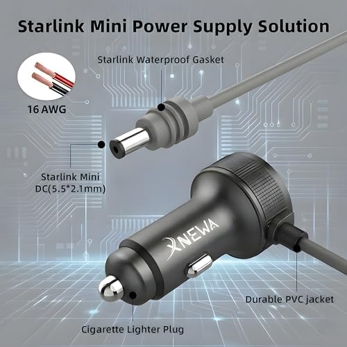 Starlink Mini Car Adapter, 3M/10FT, 3in1 Starlink Mini Power Cable