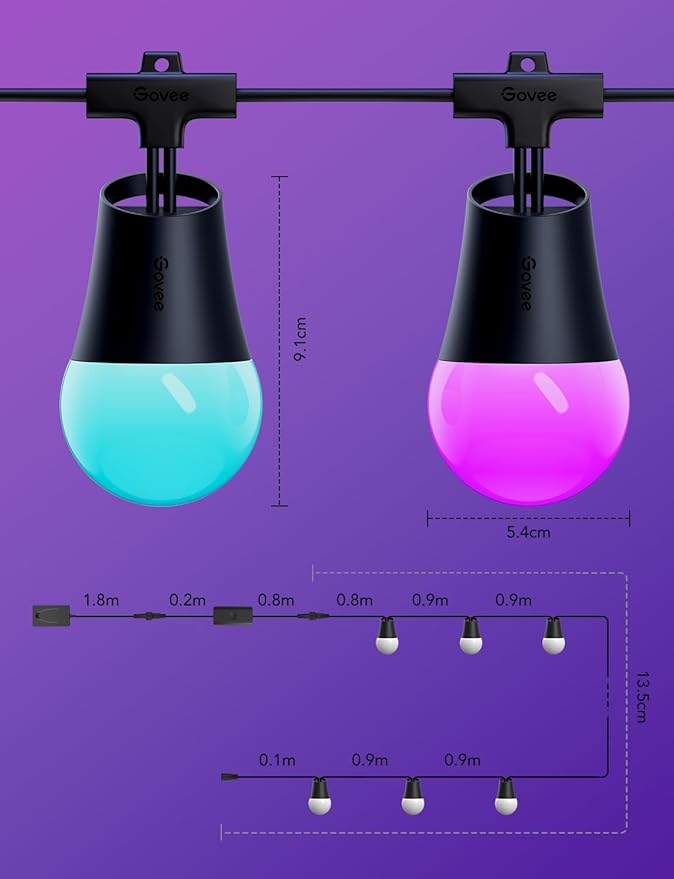 Govee Smart Outdoor String Lights 2, 48ft Outdoor Lights