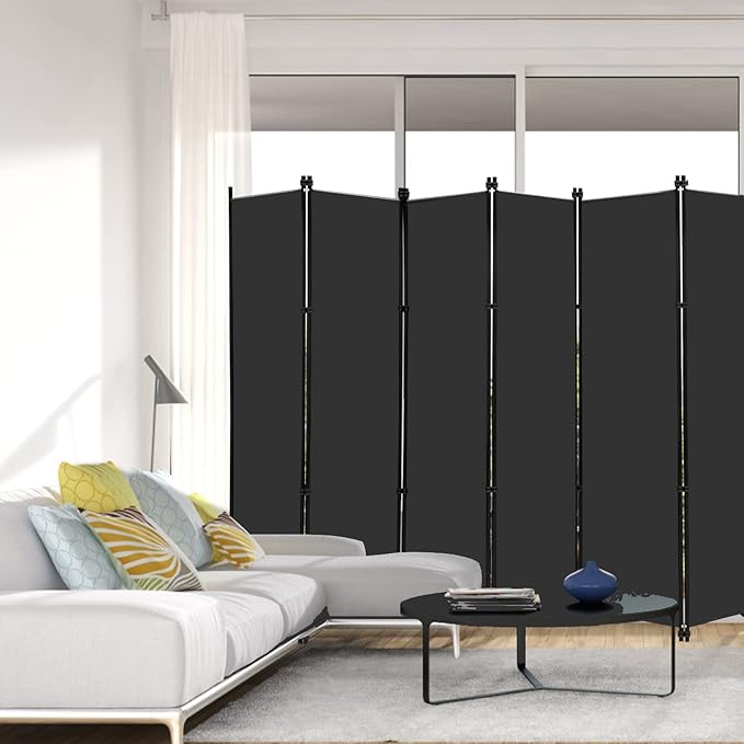 MAYOLIAH 6 Panel Folding Privacy Screen 9ft Wide, 6ft Tall Partition Room