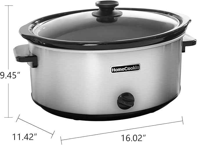 HOMECOOKIN 7 Quart Slow Cooker Oval Manual Pot Food Warmer