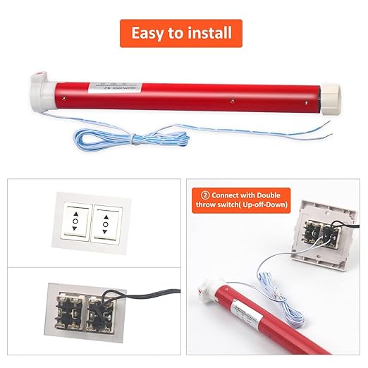 Rollerhouse 12V DIY Electric Roller Blind/Shade Tubular Motor Kit, Hard Wired