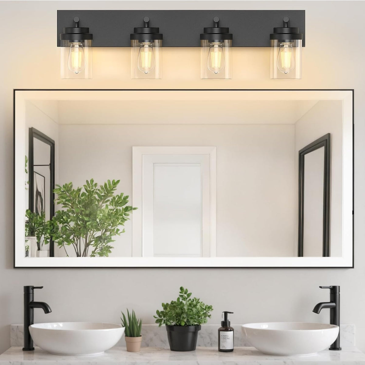 IZORRO Bathroom Vanity Light Fixture, 4-Light 30 Inch Matte Black Bathroom Li...