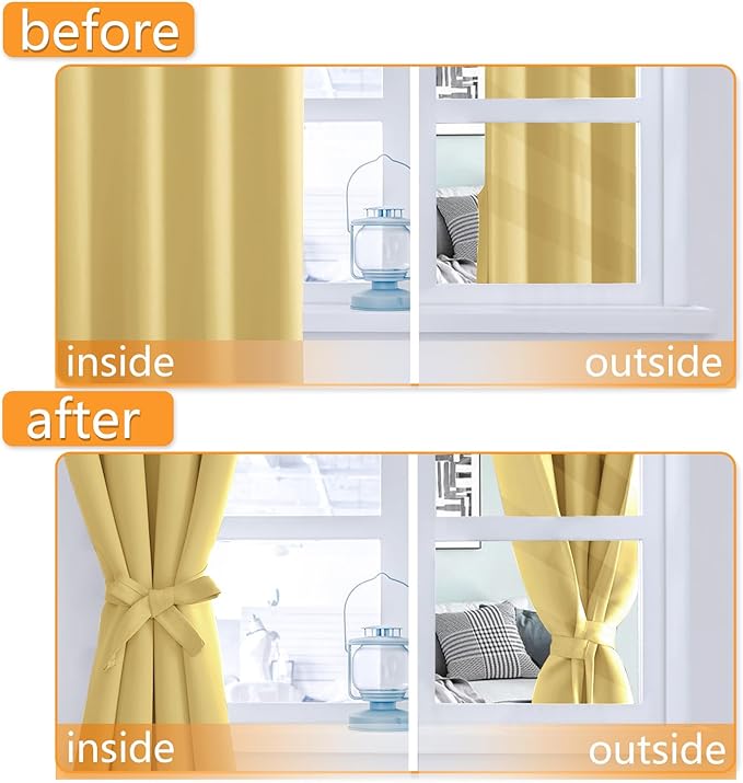 Hiasan Blackout Curtains for Bedroom, 52 x 63 Inches Length