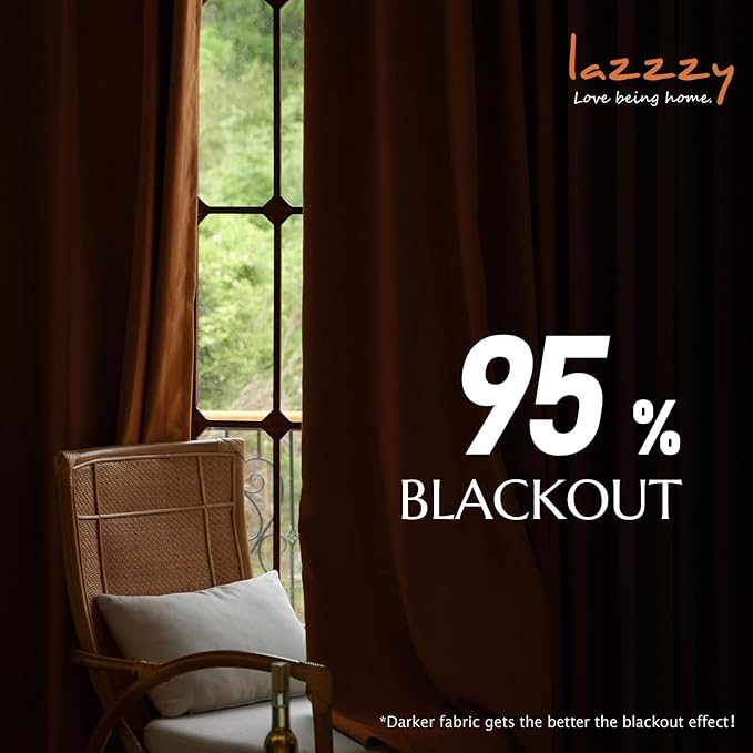 Lazzzy Burnt Orange Blackout Velvet Curtains 96 Inches Long Thermal Insulated