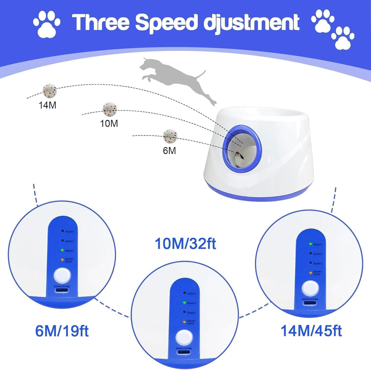 Automatic Dog Ball Launcher,Adjustable Distance Hands‑free Dog Ball Thrower