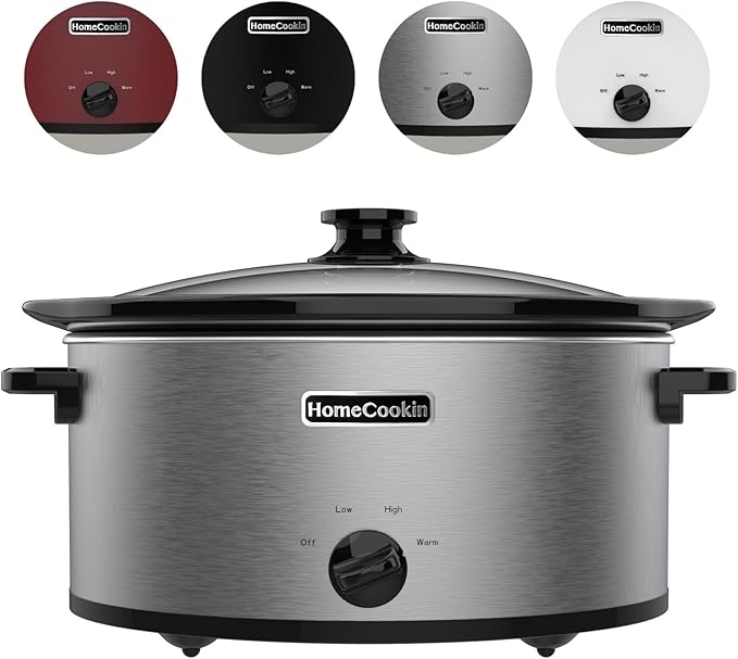 HOMECOOKIN 7 Quart Slow Cooker Oval Manual Pot Food Warmer