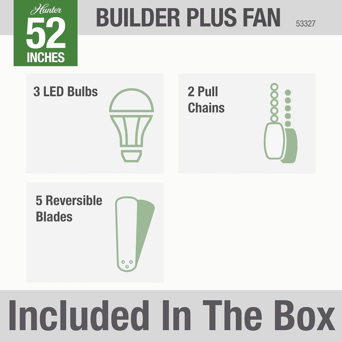 Hunter Builder, Indoor, Ceiling Fan, with LED Lights, 52 inch, New Bronze