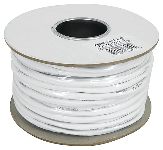 Rockville CL14-100-2 14 AWG 100ft Speaker Wire, CL2 Rated, 70V/100V Compatible