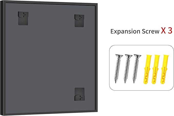 Bathroom Mirror, 42 x 36 Inch Brushed Black Rectangle Mirror, 0.6" Thick...