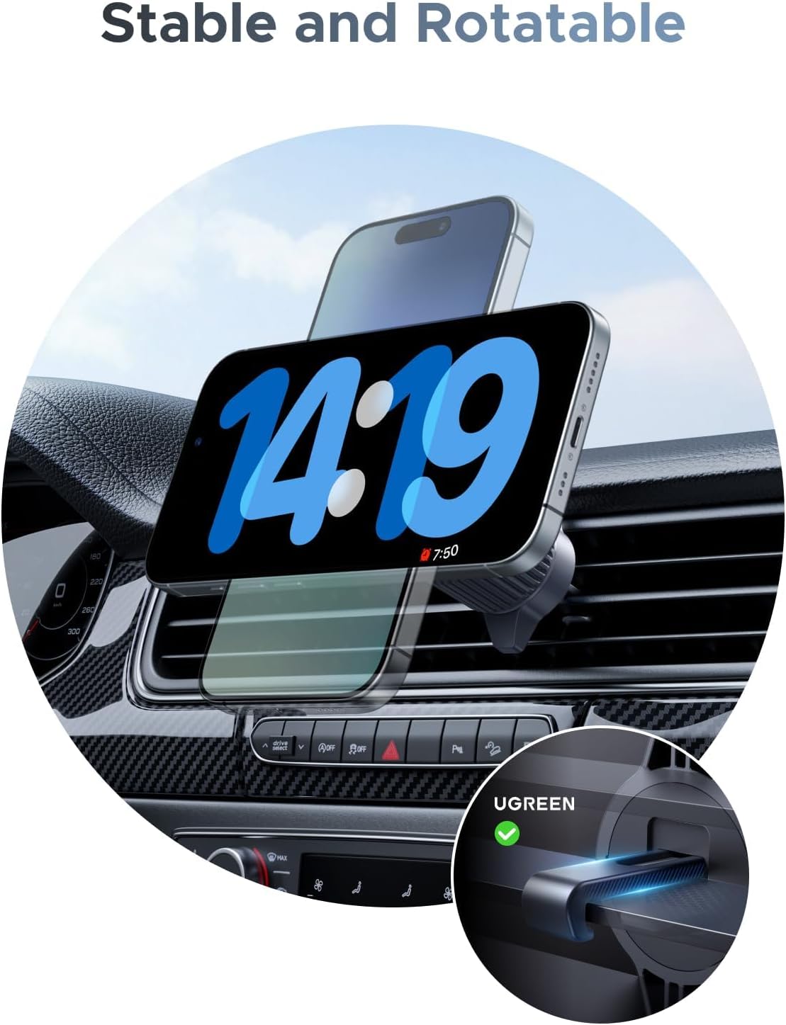 UGREEN MagFlow 25W Qi2.2 MagSafe Compatible Wireless Car Charger