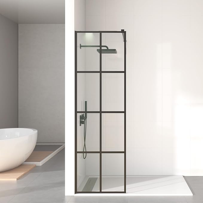 Mainzel 24" W x 76" H Fixed Shower Glass Panel, Frameless 3/8"...