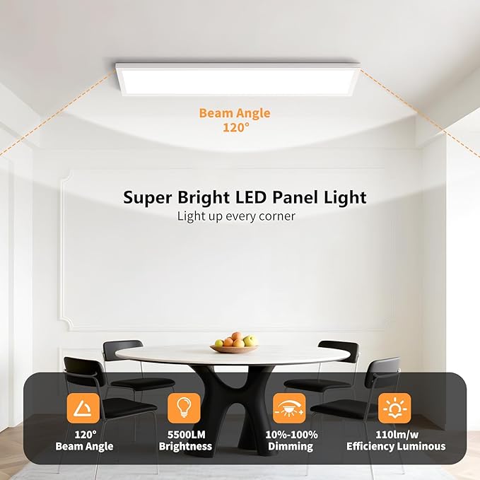 AIKVSXER 30 Pack 1x4 LED Flat Panel Light, 50W 5500LM Surface Mount Ceiling