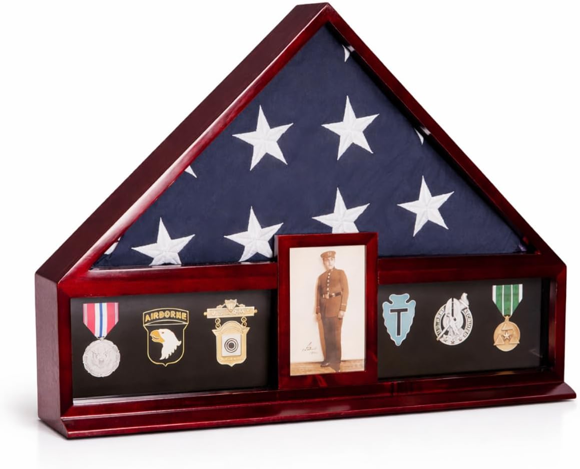 Bey-Berk Custom Personalized American Flag Display Case for 5' x 9.5'...