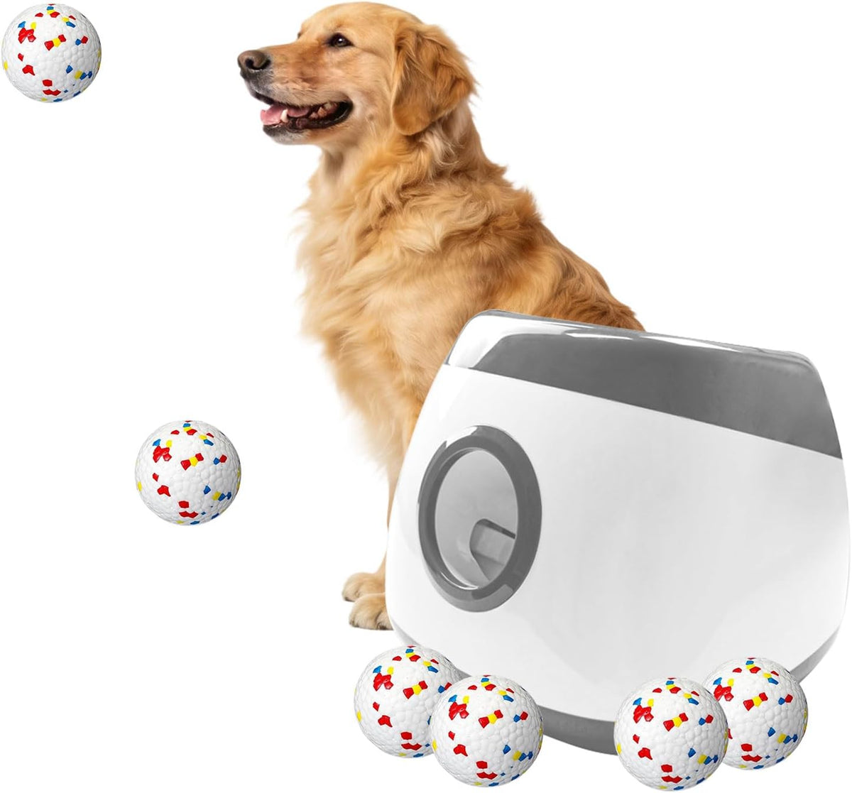 Automatic Dog Ball Launcher, 6 ETPU Balls, Adjustable Distance