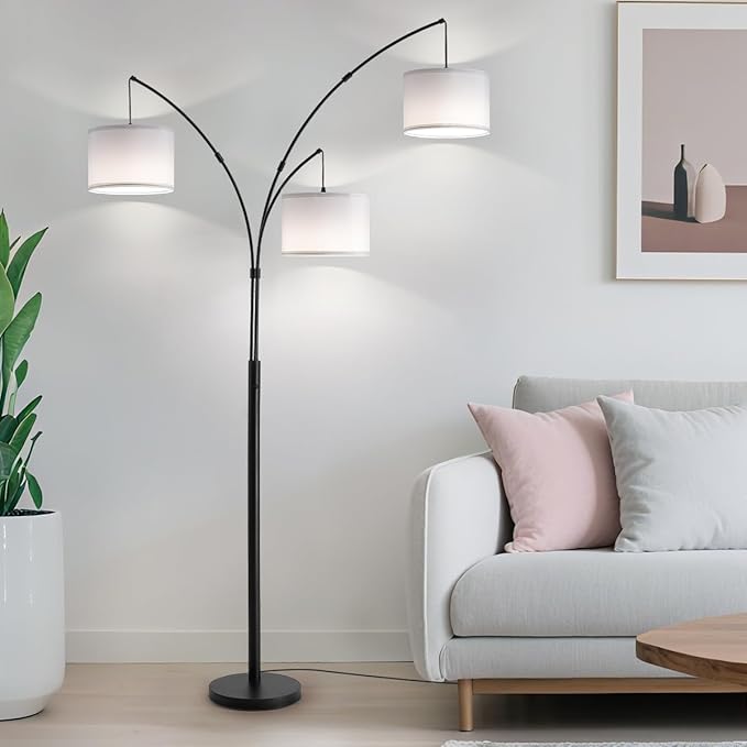 Fansdrick Floor lamp with Remote, 3 Light Arc Floor Lamps