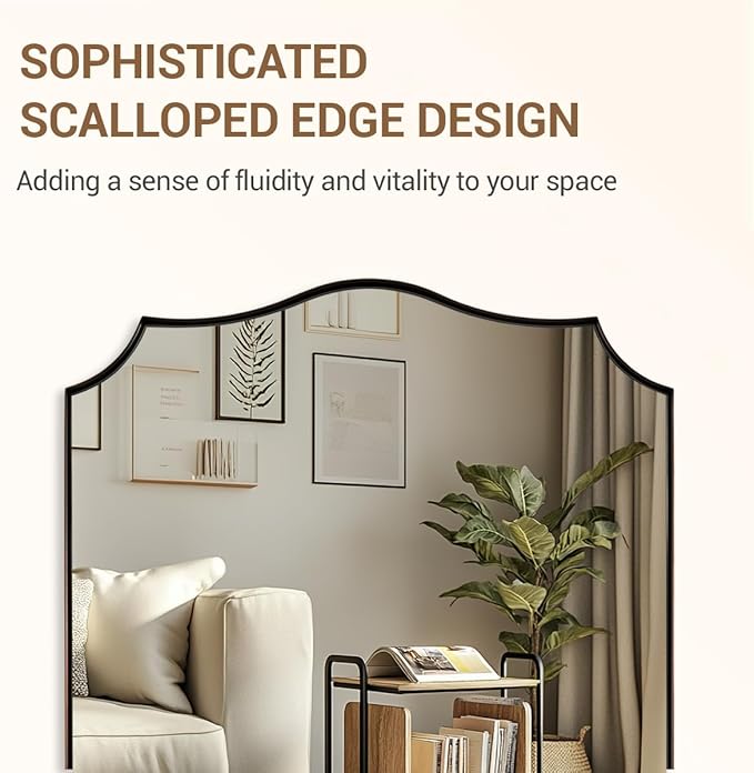 ANDY STAR Brushed Bronze Mirror, 28x36 Inch Bathroom Mirror, Scalloped Mirrors