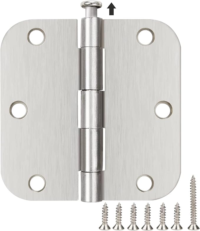 42 Pack Rounded Door Hinges Brushed Nickel 3.5 Inch Interior 5/8" 3-1/2&...