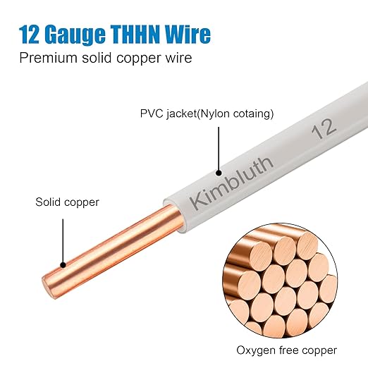 THHN Wire 12 Gauge 100 FT OFC Electrical Wire, 12 AWG Solid Copper Wire Rated