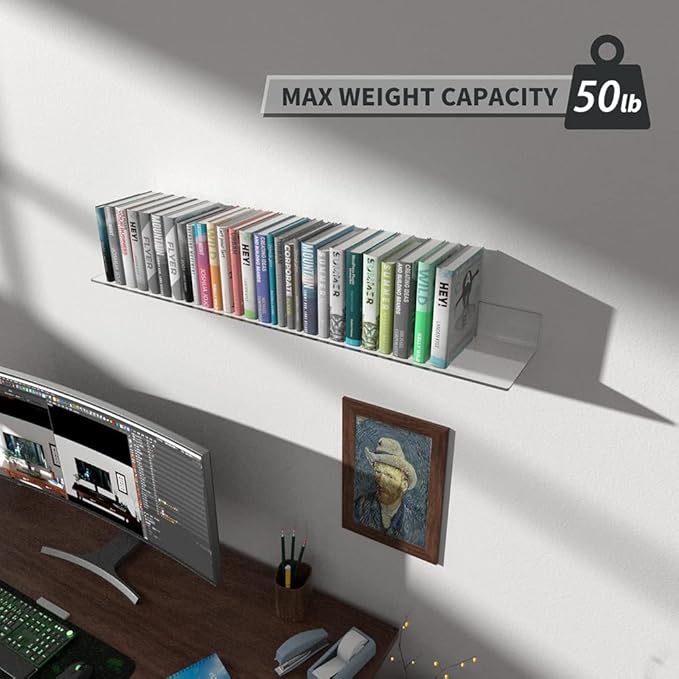 36 Inches Acrylic Wall Shelves 2 Pack, Floating Shelf