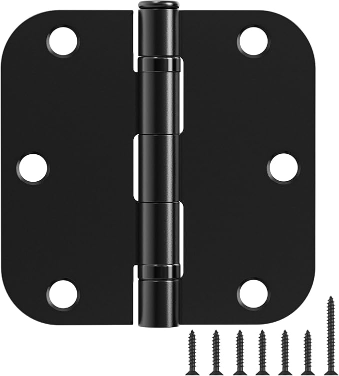 30 Pack Ball Bearing Matte Black Door Hinges 3.5 Inch 5/8" Radius Round ...