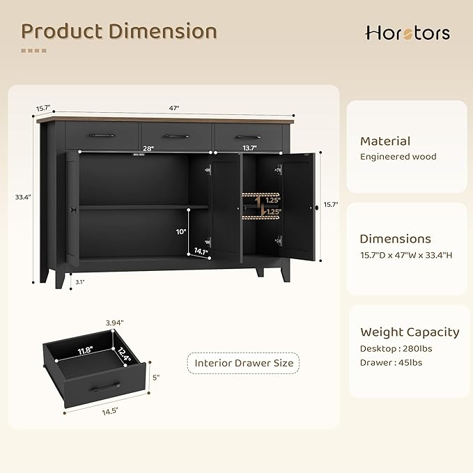 HORSTORS 47" Buffet Cabinet